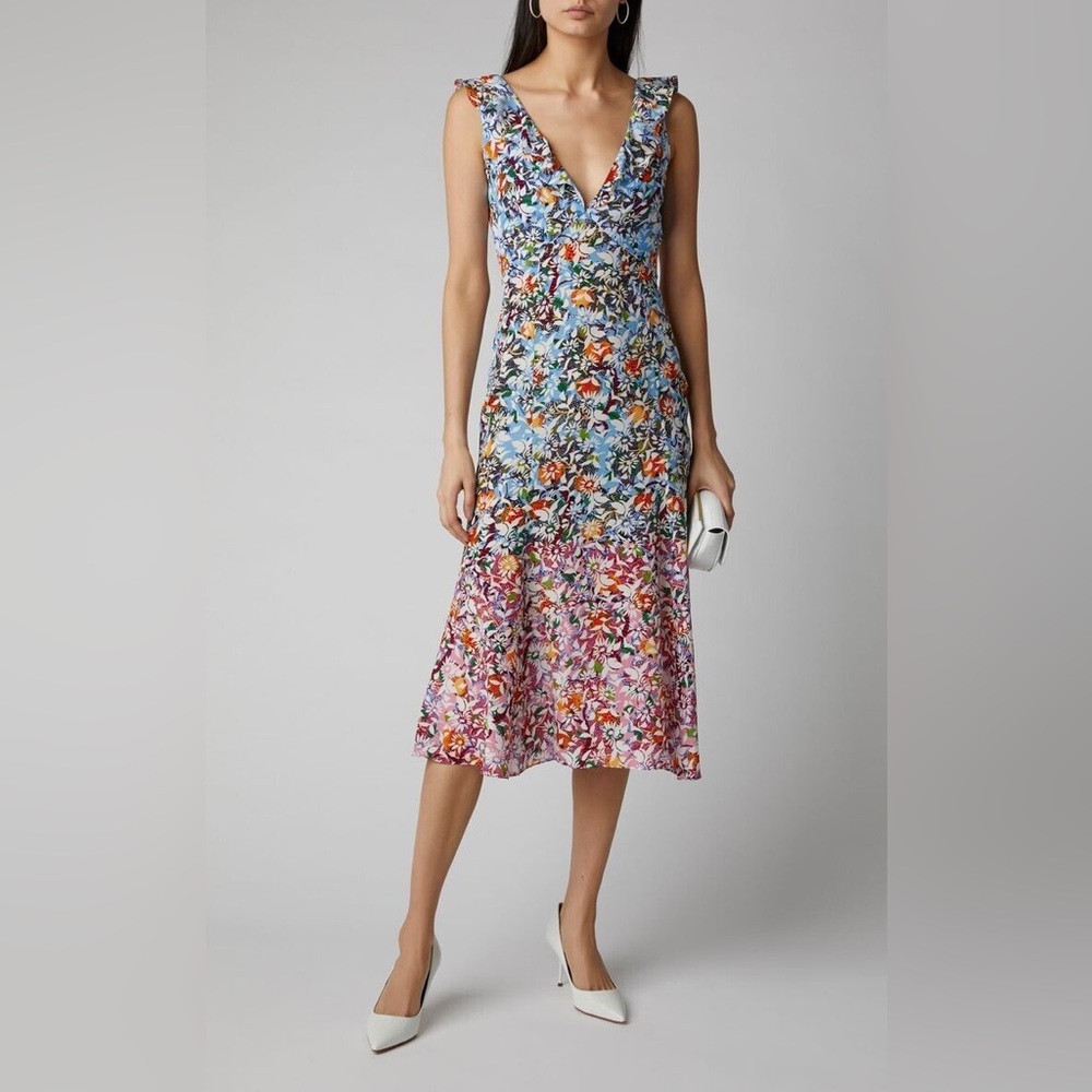 Saloni floral Molly dress silk midi dress 0